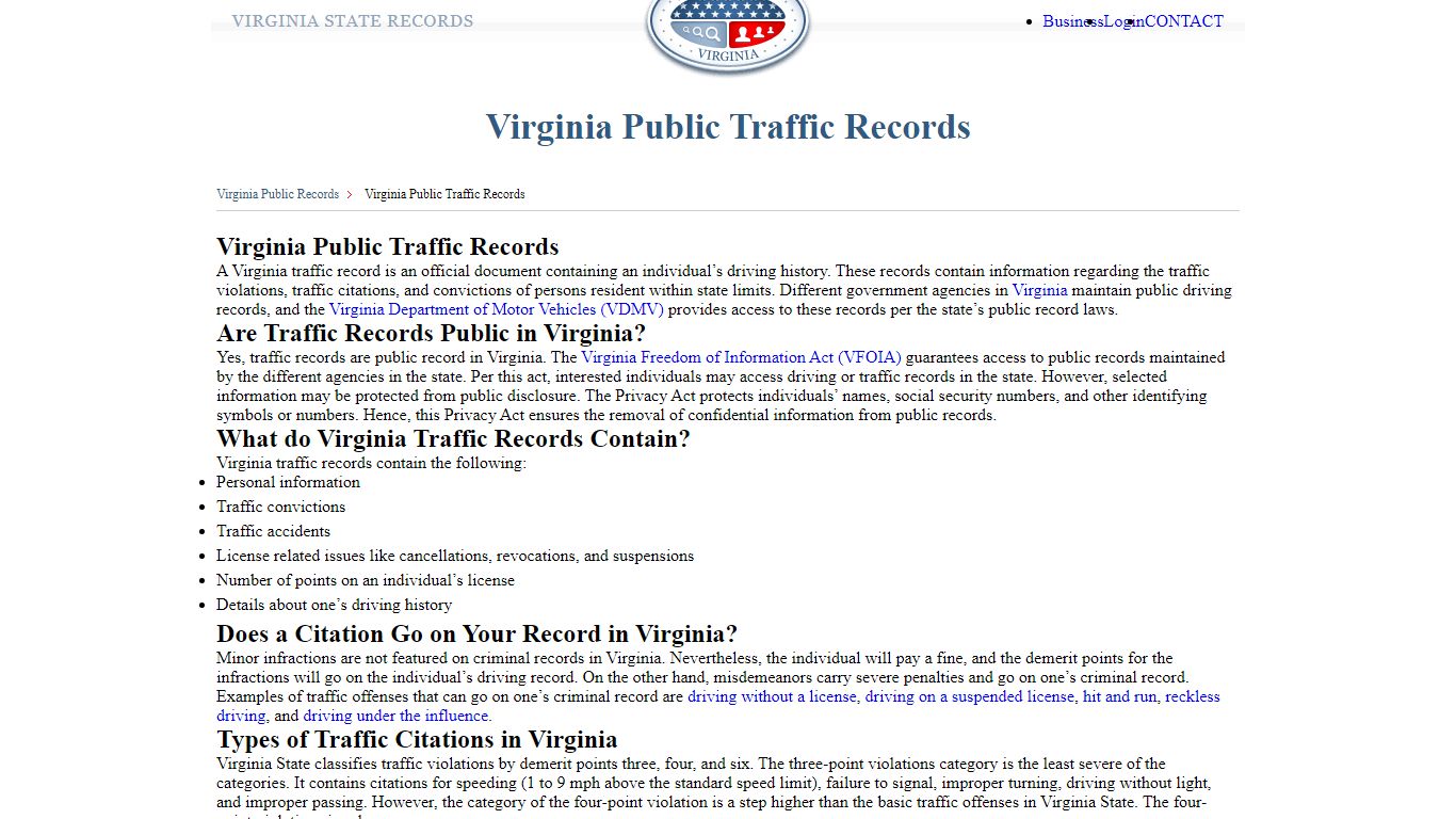 Virginia Public Traffic Records | StateRecords.org